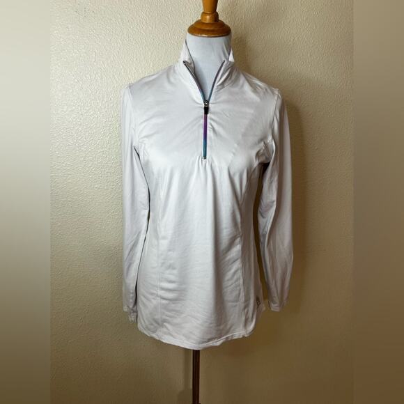Snow Angel white rainbow quarter zipper long sleeve pullover sweater MEDIUM - Picture 1 of 9